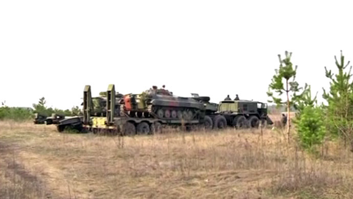 Activists stop Neonazi Ukrainian Coup Government's military trucks heading to Russian border