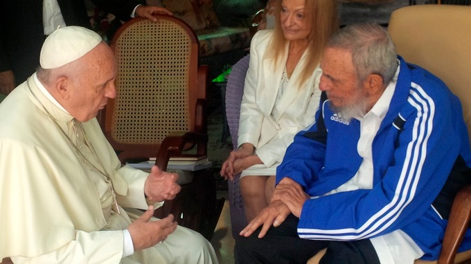 Pope Francis grieving Fidel Castro's death
